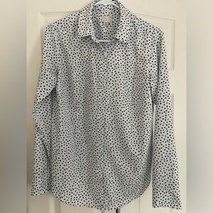 a new day Women’s White and Black Heart Patterned Shirt